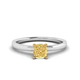 Кольцо с желтым бриллиантом Кушон