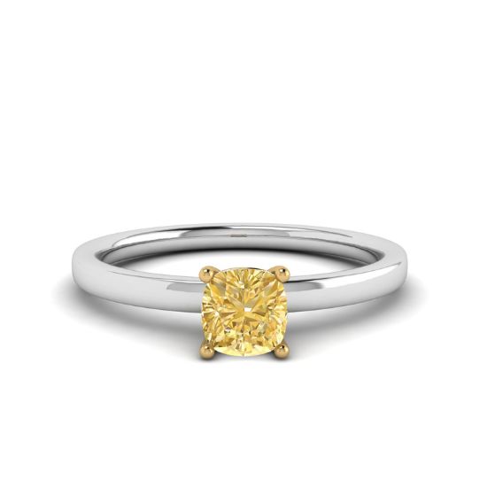 Кольцо с желтым бриллиантом Кушон, Больше Изображение 1