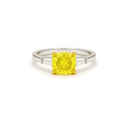 Кольцо с желтым бриллиантом Кушон