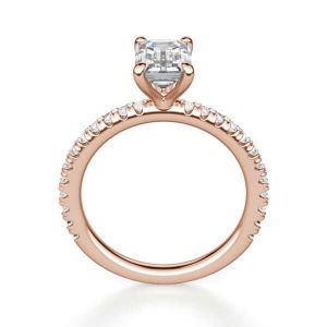 Кольцо c бриллиантом эмеральд и паве в розовом золоте - Фото 1