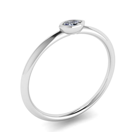 Кольцо с бриллиантом маркиз горизонтальное - La Promesse,  Больше Изображение 4