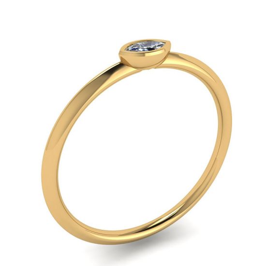 Кольцо с бриллиантом маркиз горизонтальное - La Promesse ,  Больше Изображение 4
