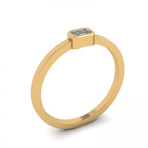 Кольцо с бриллиантом эмеральд горизонтальное - La Promesse  - Фото 3