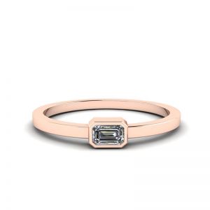 Кольцо с бриллиантом эмеральд горизонтальное - La Promesse 
