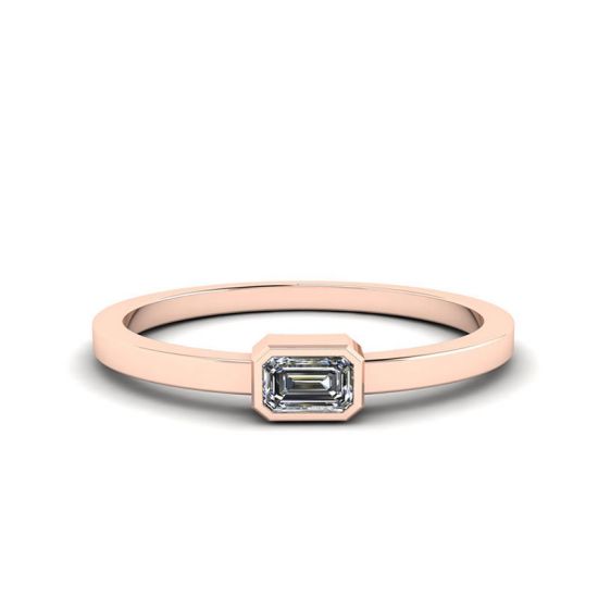 Кольцо с бриллиантом эмеральд горизонтальное - La Promesse , Больше Изображение 1