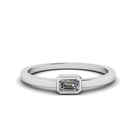 Кольцо с бриллиантом эмеральд горизонтальное - La Promesse, Изображение 1