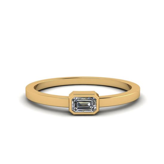 Кольцо с бриллиантом эмеральд горизонтальное - La Promesse , Изображение 1