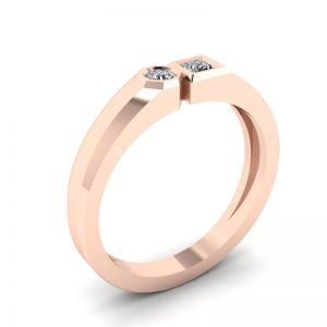 Кольцо с круглым и квадратным мини бриллиантами - La Promesse  - Фото 3