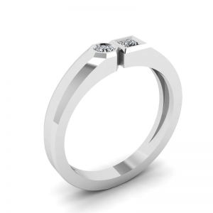 Кольцо с круглым и квадратным мини бриллиантами - La Promesse - Фото 3