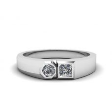 Кольцо с круглым и квадратным мини бриллиантами - La Promesse