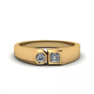 Кольцо с круглым и квадратным мини бриллиантами - La Promesse 