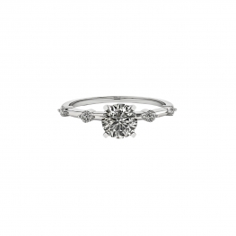 Кольцо бриллиантом круг и редким паве