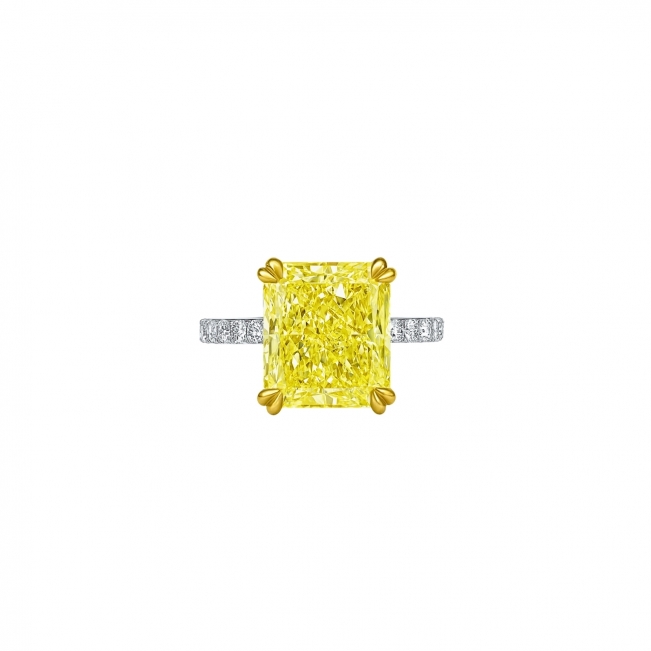 Кольцо с желтым бриллиантом Кушон