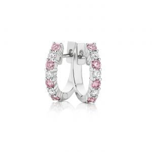 Серьги кольца с белыми и розовыми бриллиантами