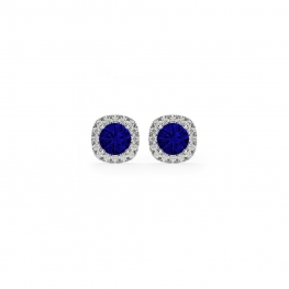 Серьги пусеты с круглым сапфиром