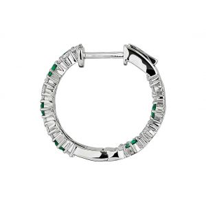 Оригинальные серьги кольца с изумрудами и бриллиантами - Фото 1