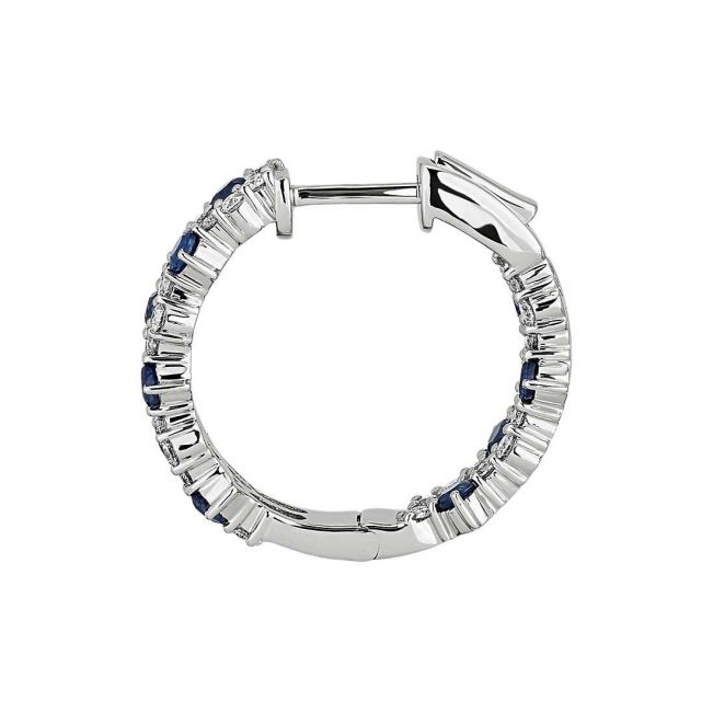 Оригинальные серьги кольца с сапфирами и бриллиантами - Фото 1