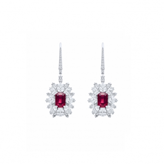 Серьги длинные с рубинами Étoile Rubis