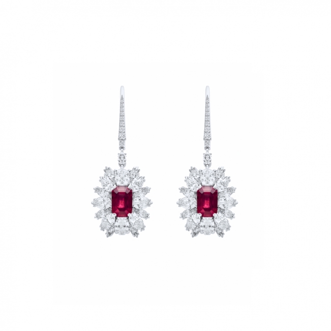 Серьги длинные с рубинами Étoile Rubis