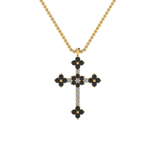 Крестик с белыми и черными бриллиантами