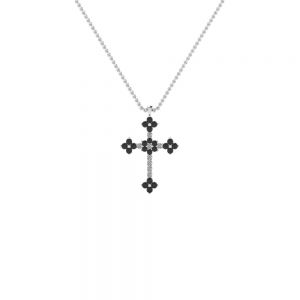 Крестик с белыми и черными бриллиантами - Фото 2