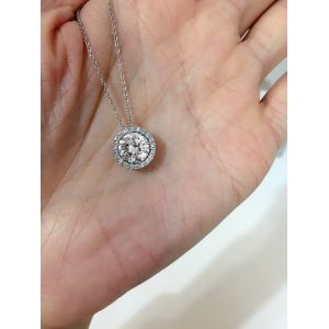 Кулон с круглым белым бриллиантом в ореоле - Фото 2