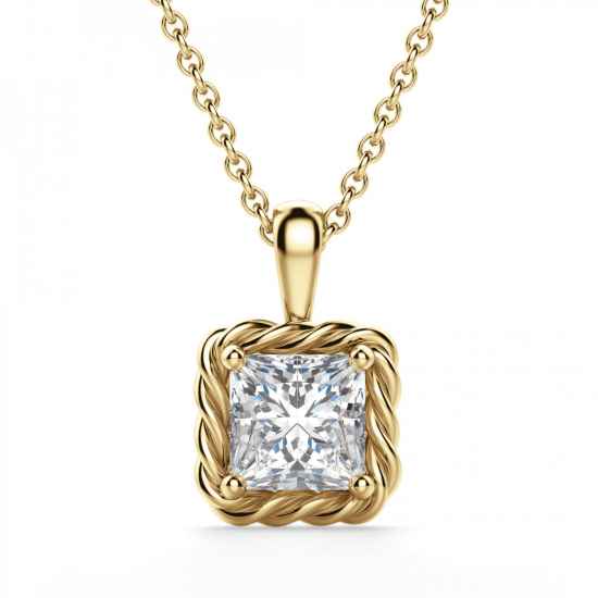 Кулон золотой плетеный с бриллиантом принцесса, Изображение 1