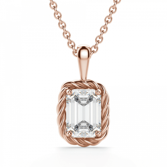 Кулон из розового золота с бриллиантом эмеральд, Больше Изображение 1