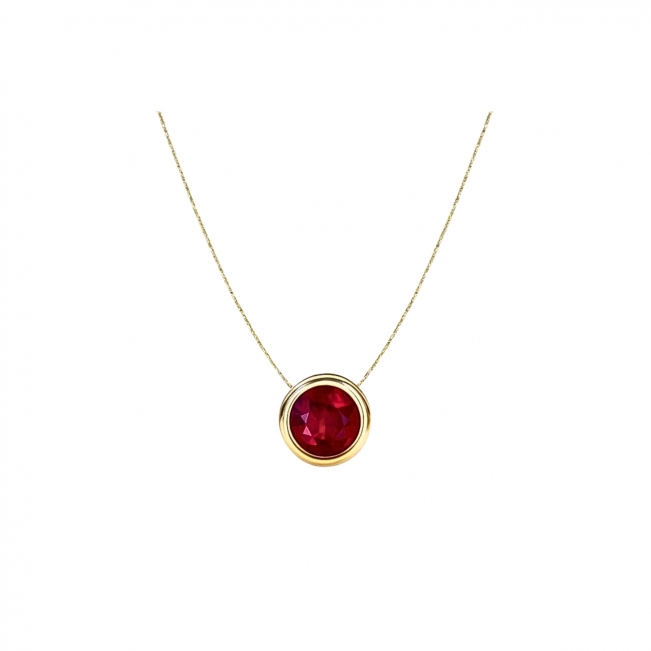 Кулон с круглым рубином