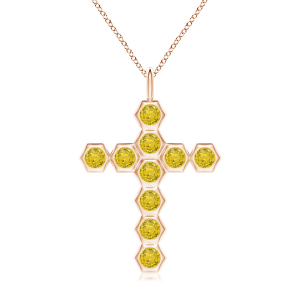 Крестик с желтыми бриллиантами