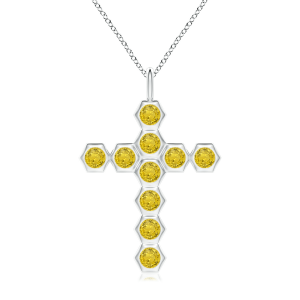 Крестик с желтыми бриллиантами Miel