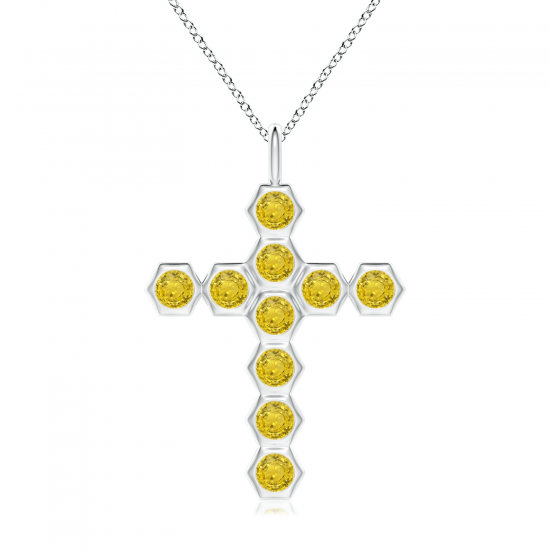 Крестик с желтыми бриллиантами Miel, Больше Изображение 1