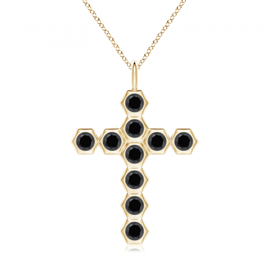 Крестик из золота с черными бриллиантами, Больше Изображение 1