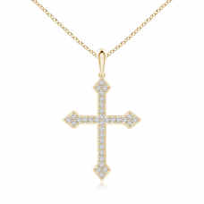 Золотой крестик с белыми бриллиантами