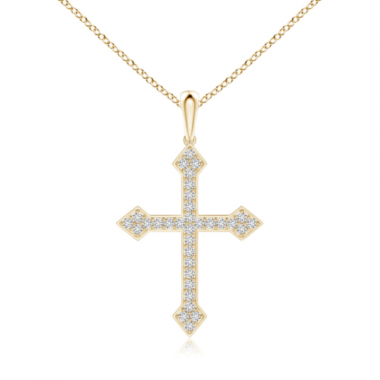 Золотой крестик с белыми бриллиантами, Больше Изображение 1