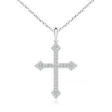 Крестик с белыми бриллиантами из белого золота