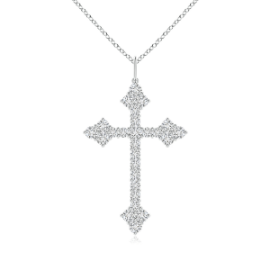 Крестик из золота с белыми бриллиантами