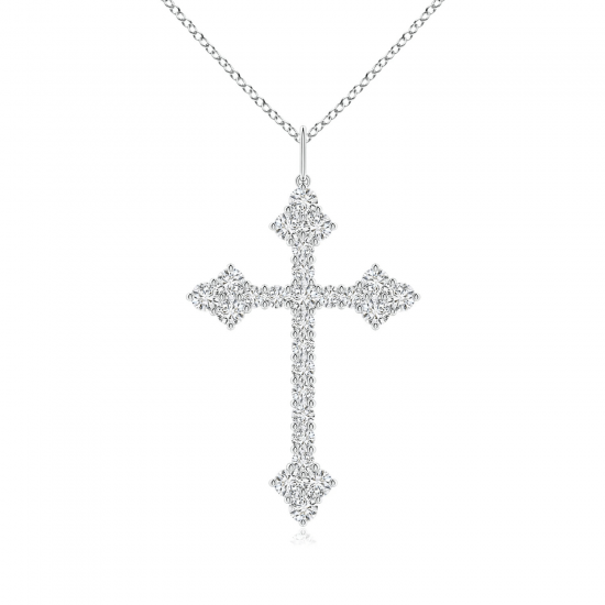 Крестик из золота с белыми бриллиантами, Больше Изображение 1