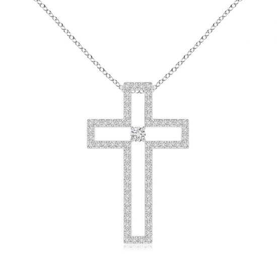 Крестик золотой с белыми бриллиантами, Больше Изображение 1