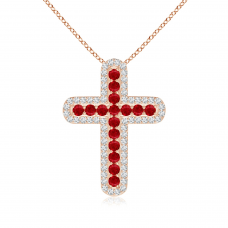 Крестик золотой с рубинами и бриллиантами