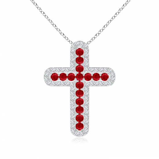 Крестик с рубинами и бриллиантами, Больше Изображение 1