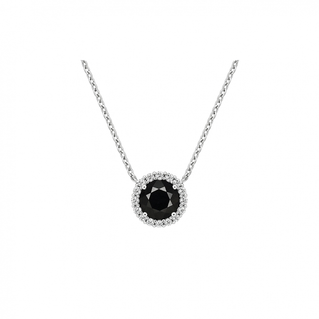 Кулон с круглым черным бриллиантом