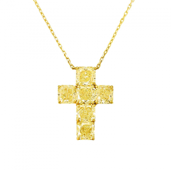 Крестик с 6 желтыми бриллиантами, Больше Изображение 1
