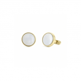 Запонки из золота с белой гладкой вставкой