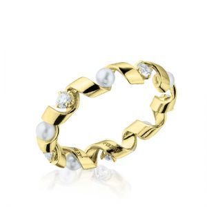 Кольцо Ruban с бриллиантами и жемчугом