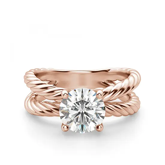 Стиль # 3558-R - Переплетеное кольцо из розового золота с бриллиантом —купить в Ювелирном магазине PIERRE
