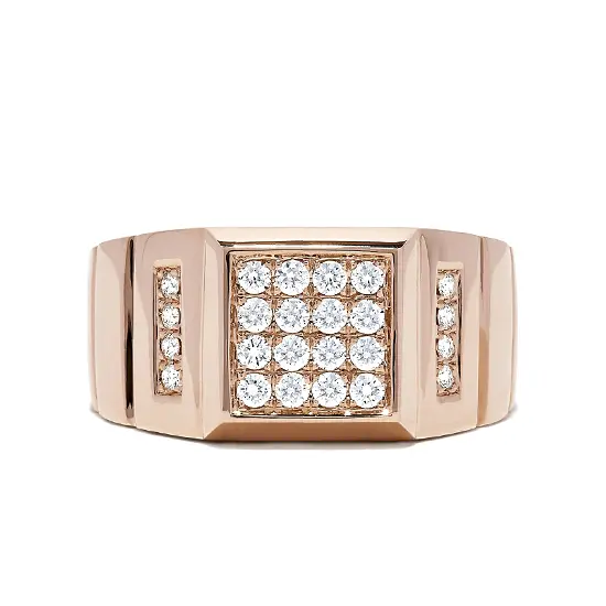 Стиль # 5259 - Кольцо печатка из розового золота с бриллиантами — купить вЮвелирном магазине PIERRE
