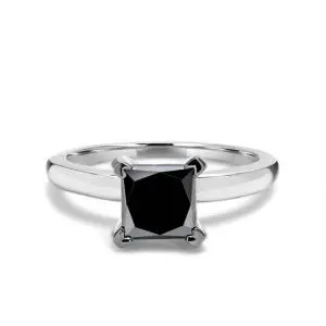 Кольцо из белого золота с черным бриллиантом ❤️ PIERRE