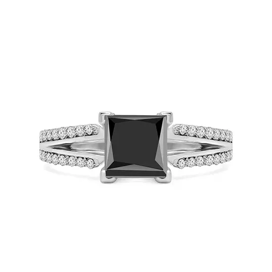 Стиль # 5880 - Кольцо с квадратным черным бриллиантом — купить в Ювелирном магазине PIERRE
