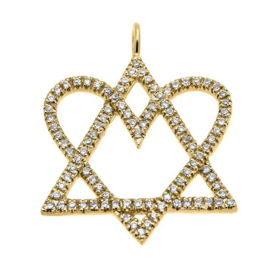 Стиль # 3378 - Золотой кулон Звезда Давида с сердцем из бриллиантов —купить в Ювелирном магазине PIERRE